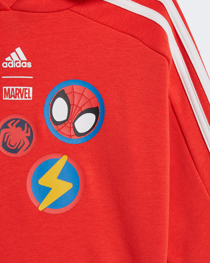 Adidas Red & Dark Grey Tracksuit-Printed-Cotton Blend-For Infants
