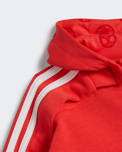 Adidas Red & Dark Grey Tracksuit-Printed-Cotton Blend-For Infants