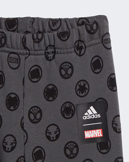 Adidas Red & Dark Grey Tracksuit-Printed-Cotton Blend-For Infants