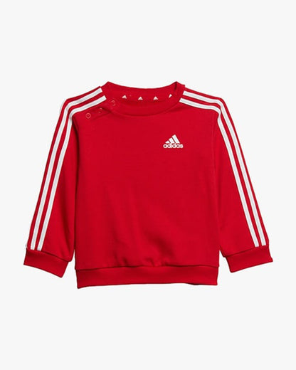 Adidas Red & Black Tracksuit-Solid-Cotton Blend-For Infants