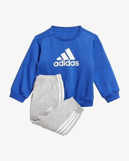 Adidas Blue & Light Grey Tracksuit-Solid-Cotton Blend-For Infants