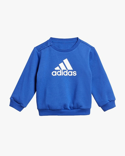 Adidas Blue & Light Grey Tracksuit-Solid-Cotton Blend-For Infants