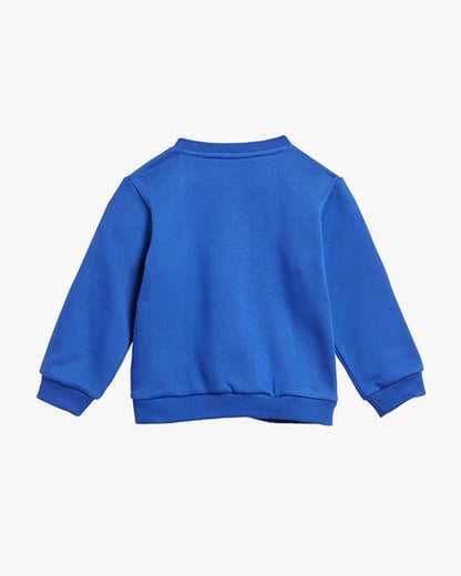 Adidas Blue & Light Grey Tracksuit-Solid-Cotton Blend-For Infants