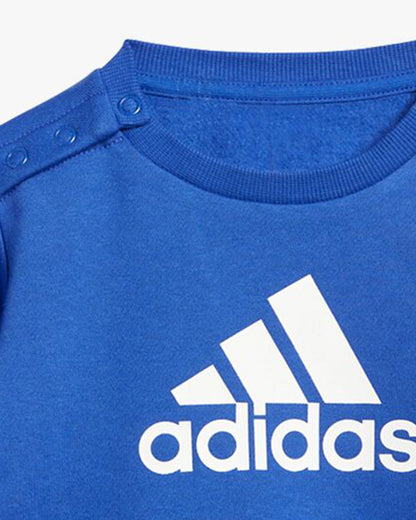 Adidas Blue & Light Grey Tracksuit-Solid-Cotton Blend-For Infants