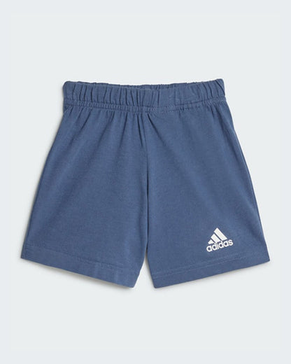 Adidas Mint & Navy Blue T-shirt & Shorts Set-Solid-100% Organic Cotton-For Infants