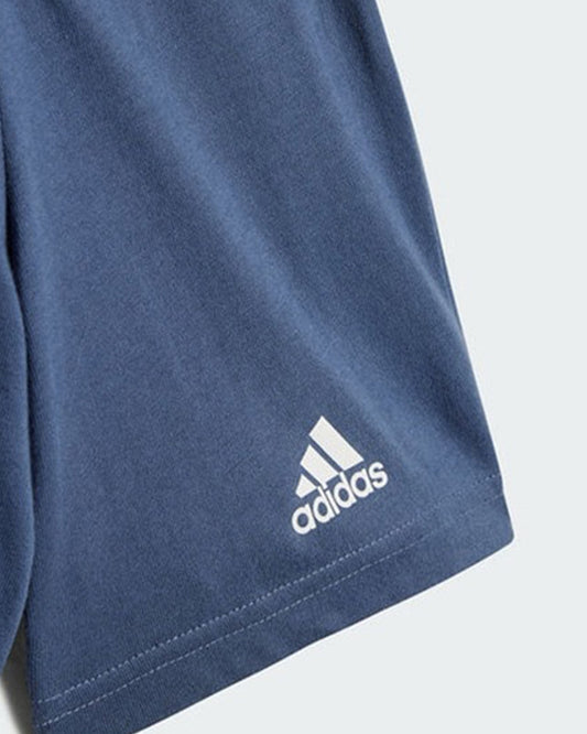 Adidas Mint & Navy Blue T-shirt & Shorts Set-Solid-100% Organic Cotton-For Infants