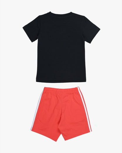 Adidas Black & Red T-shirt & Shorts Set-Solid-100% Cotton-For Infants