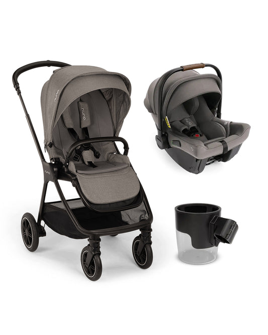 Nuna TRIV Next Baby Stroller & Pipa Urbn Car Seat Travel System-With Cup Holder-Stroller Features (One Hand Fold, Upto 22 Kg)-Car Seat Features (Baseless ISOFIX, Side Impact Protection, Upto 13 Kg)-Granite