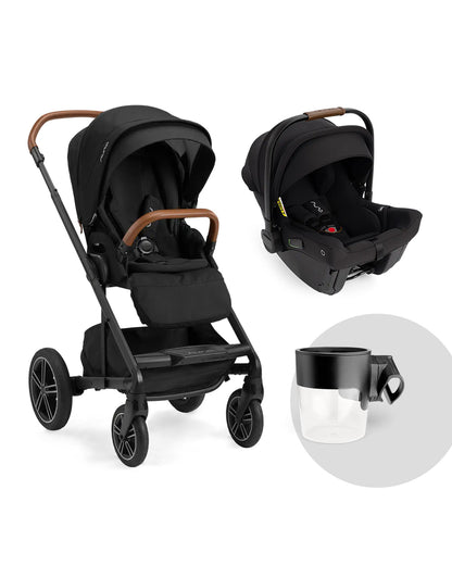 Nuna Mixx Next Baby Stroller & Pipa Urbn Car Seat Travel System-With Cup Holder-Stroller Features (Height Adjustable Parent Handle Bar, Upto 22 Kg)-Car Seat Features (Baseless ISOFIX, Side Impact Protection, Upto 13 Kg)-Caviar