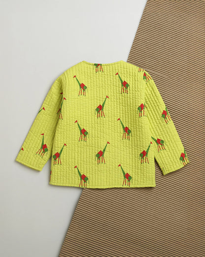 Mouse in the House Green Winter Wear Jacket-100% Cotton-Green Triangle Print-For Infants