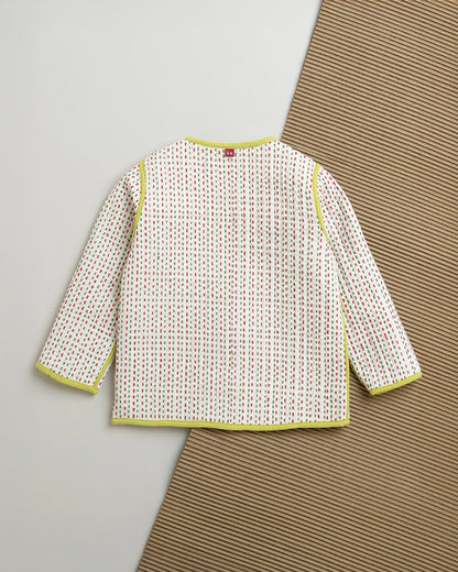 Mouse in the House Green Winter Wear Jacket-100% Cotton-Green Triangle Print-For Infants