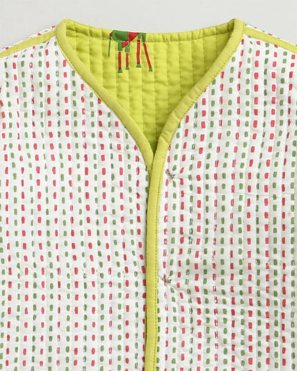 Mouse in the House Green Winter Wear Jacket-100% Cotton-Green Triangle Print-For Infants