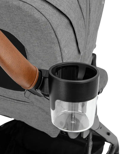 Nuna Mixx & Demi Series Cup Holder-Dishwasher Safe-Secures Easily Onto Stroller Parent Handle Bar-Transparent