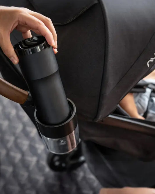 Nuna TRVL Series Cup Holder-Dishwasher Safe-Secures Easily Onto Stroller Parent Handle Bar-Transparent