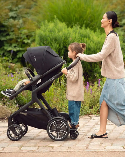 Nuna Demi Next Rider Board-Quick & Easy Attachment (No Adapters Required)-Non Skid Surface To Prevent Slipping-Folds Into Stroller Basket-Upto 20 Kg-Caviar