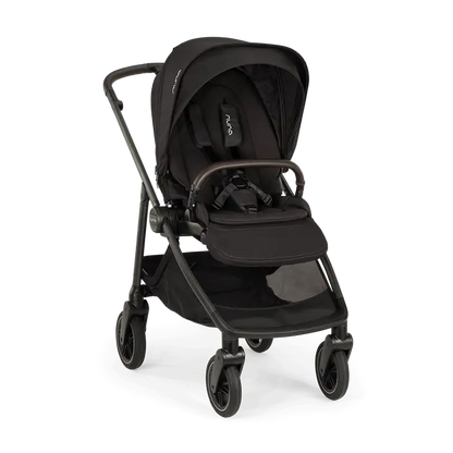 Nuna Swiv Baby Stroller-With All Wheel 360 Degree Rotation-3 Positions Adjustable Parent Handle Bar-One Hand Fold-Travel System Compatible-Includes Rain Cover, Travel bag, Cup Holder & Post Adaptors-2 Years Warranty-For 0 to 4Y (Upto 22 Kg)-Caviar