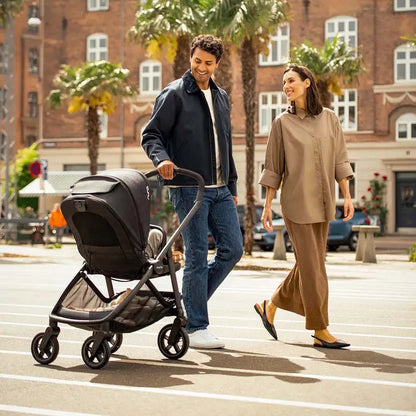 Nuna Swiv Baby Stroller-With All Wheel 360 Degree Rotation-3 Positions Adjustable Parent Handle Bar-One Hand Fold-Travel System Compatible-Includes Rain Cover, Travel bag, Cup Holder & Post Adaptors-2 Years Warranty-For 0 to 4Y (Upto 22 Kg)-Caviar