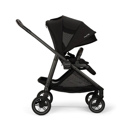 Nuna Swiv Baby Stroller-With All Wheel 360 Degree Rotation-3 Positions Adjustable Parent Handle Bar-One Hand Fold-Travel System Compatible-Includes Rain Cover, Travel bag, Cup Holder & Post Adaptors-2 Years Warranty-For 0 to 4Y (Upto 22 Kg)-Caviar