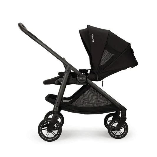 Nuna Swiv Baby Stroller-With All Wheel 360 Degree Rotation-3 Positions Adjustable Parent Handle Bar-One Hand Fold-Travel System Compatible-Includes Rain Cover, Travel bag, Cup Holder & Post Adaptors-2 Years Warranty-For 0 to 4Y (Upto 22 Kg)-Caviar