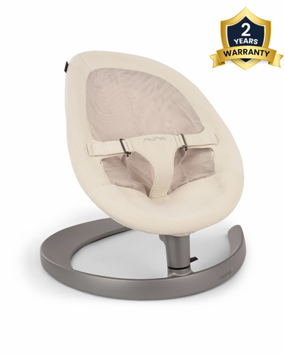 Nuna Leaf Grow Baby Bouncer-Organic Jersey Knit Cotton Insert-3 Ergonomic Recline Positions-With Toy Bar-2 Years Warranty-For Infants-Cloud