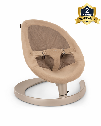 Nuna Leaf Grow Baby Bouncer-Organic Jersey Knit Cotton Insert-3 Ergonomic Recline Positions-With Toy Bar-2 Years Warranty-For Infants-Teddy