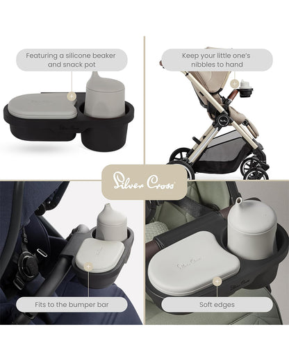 Silver Cross Clic Stroller-With Snack Tray, Stroller Bag & Rain Cover-Cabin Friendly-One Hand Fold-For 0 to 4Y (Upto 22 kg)-Almond