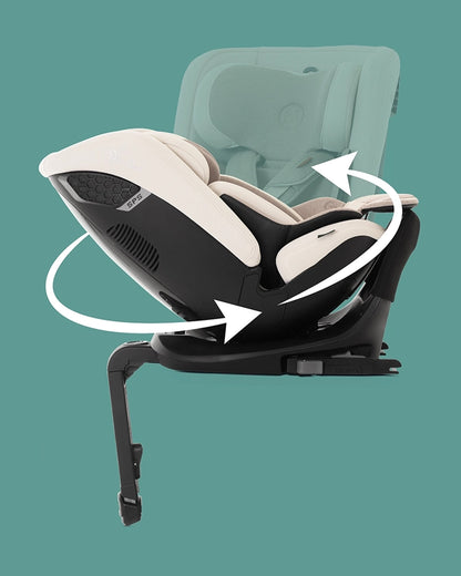 Silver Cross Motion 2 All Size 360 Baby Car Seat-Convertible Car Seat-Hydro Protect Removable & Leafproof Liner-EasyFit Sprung Safety Harness-3 Position Recline-0 M+ (Upto 12Y)-Almond