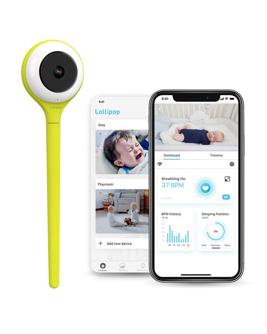 Lollipop Smart Baby Monitor with Flexible design-Contactless Breathing Monitoring, Sleep Tracking & Noise Detection-Pistachio