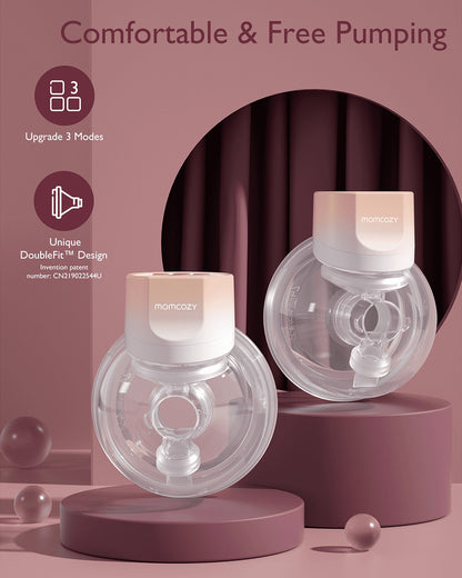 Momcozy S12 Pro Wearable 3 Modes & 9 Levels Electric Breast Pump-For Easy Pumping-Portable with soft double sealed flange-24mm-Smart Display-Pack of 2-Oing