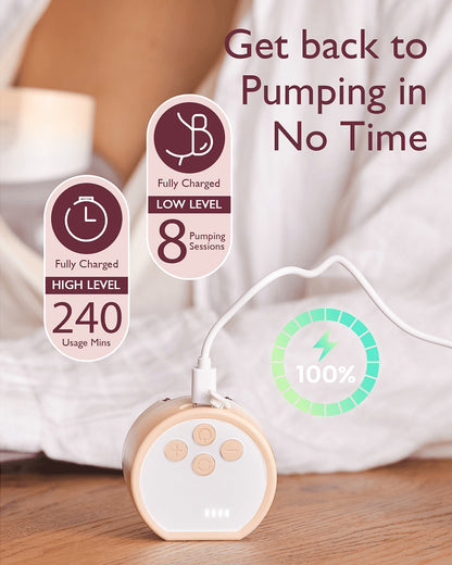 Momcozy S12 Pro Wearable 3 Modes & 9 Levels Electric Breast Pump-For Easy Pumping-Portable with soft double sealed flange-24mm-Smart Display-Pack of 2-Oing