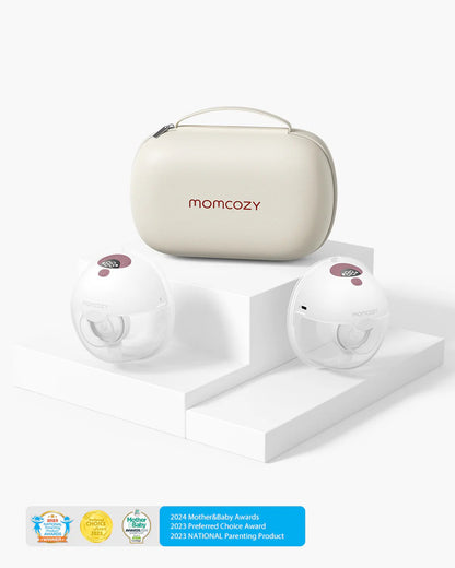 Momcozy All in One M5 Wearable Double Electric Breast Pump-Silicone-Flange Size-24mm-For painless pump-Portable-3 Modes & 9 Levels-1 Year Warranty-Cozy Red-Pack of 2