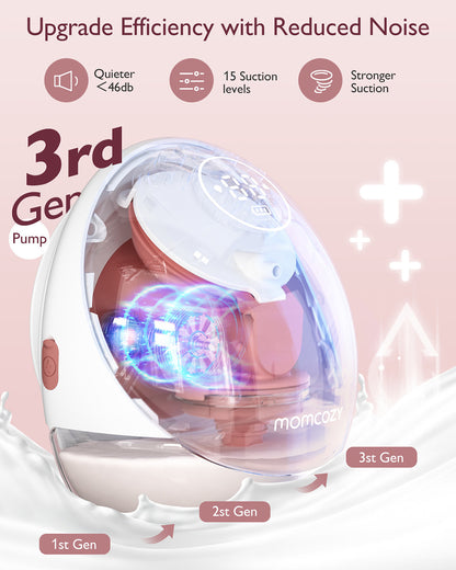 Momcozy M9 Single Wearable Electric Breast Pump-3rd-Gen Motor for Superior Performance-Multiple Modes-15 Levels-Flange Size-24mm