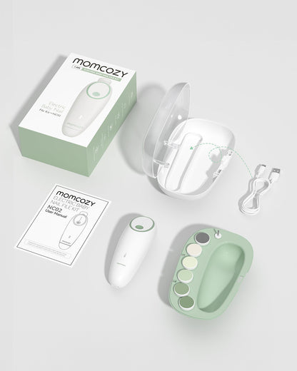 Momcozy Electric Baby Nail File-With 4 Replacement Pads & 360° Ring Light-Green