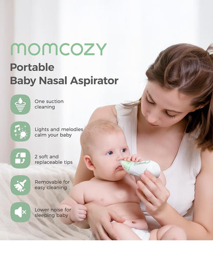 Momcozy Baby Nasal Aspirator Neti Pot-Lightweight & Portable-With 3 Adjustable Suction Levels & Self Cleaning Function-0 to 2Y-For Infants