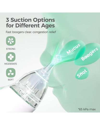 Momcozy Baby Nasal Aspirator Neti Pot-Lightweight & Portable-With 3 Adjustable Suction Levels & Self Cleaning Function-0 to 2Y-For Infants