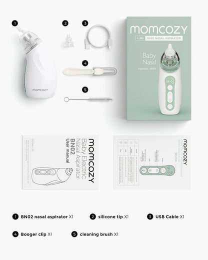 Momcozy Baby Nasal Aspirator Neti Pot-Lightweight & Portable-With 3 Adjustable Suction Levels & Self Cleaning Function-0 to 2Y-For Infants