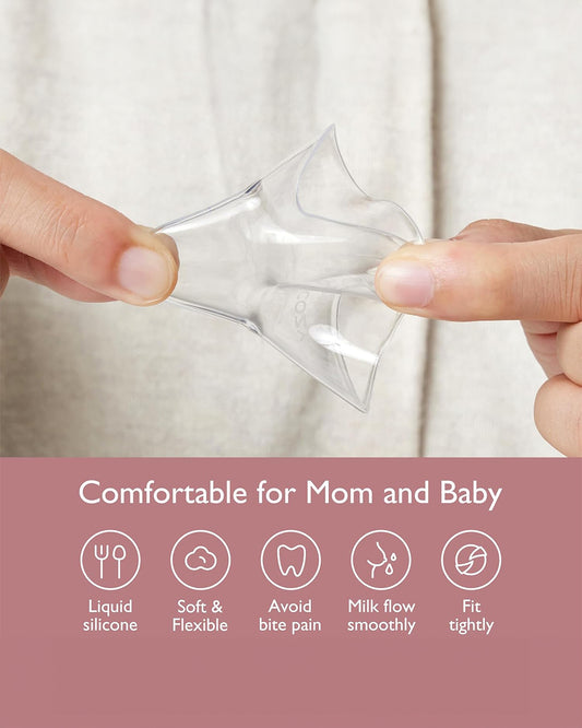 Momcozy Nipple Shields-100% Food Grade Silicone-Cut Out Design-With Hygienic Store Case-BPA/BPS Free-24 mm-Ultra thin and Super Soft-Pack of 2