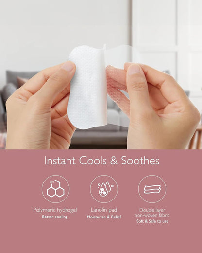 Momcozy Soothing Gel Pads-Long Lasting Cooling Effect and Moisture-For Painful, Cracked and Sore Nipples-Hydrogel Breast Pads-With Lanolin-Reusable-Pack of 6