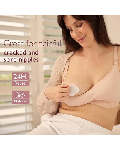 Momcozy Soothing Gel Pads-Long Lasting Cooling Effect and Moisture-For Painful, Cracked and Sore Nipples-Hydrogel Breast Pads-With Lanolin-Reusable-Pack of 6