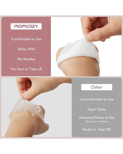 Momcozy Soothing Gel Pads-Long Lasting Cooling Effect and Moisture-For Painful, Cracked and Sore Nipples-Hydrogel Breast Pads-With Lanolin-Reusable-Pack of 6