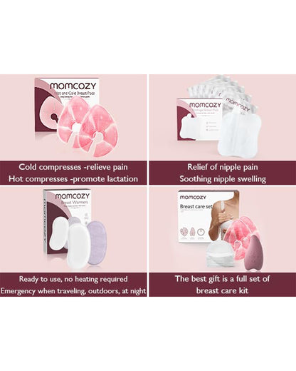 Momcozy Large Reusable Breast Therapy Packs-Hot and Cold Breast Pads-With 2 soft Covers-For Pain Relief and Easy Pumping-Pack of 2