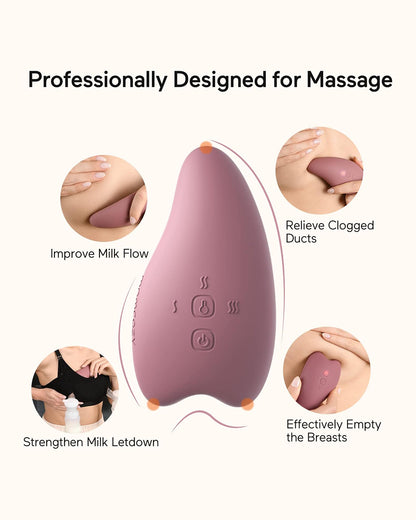 Momcozy Lactation Massager-For Engorged Breasts & Clogged Ducts-Improves Milk Flow-Adjustable Heat & Vibration Mode