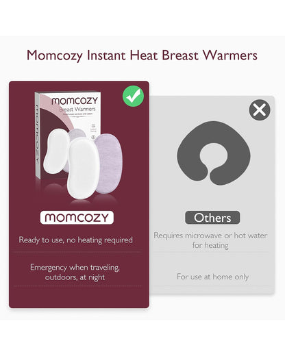 Momcozy Instant Heat Breast Warmers-Ready to use-No Heating Required-Individually Packaged-Hot Therapy for Clogged Milk Ducts-Improve Milk Flow-Pack of 4