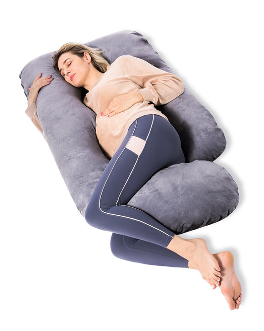 Momcozy G shaped Pregnancy Pillow-Full Body-Grey-Removable & Washable Cover-For Maternity