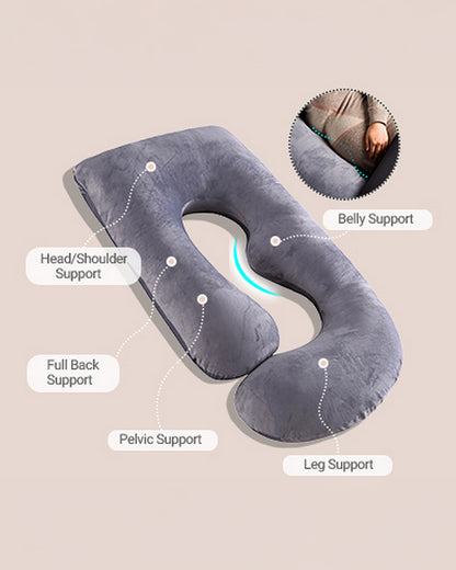 Momcozy G shaped Pregnancy Pillow-Full Body-Grey-Removable & Washable Cover-For Maternity