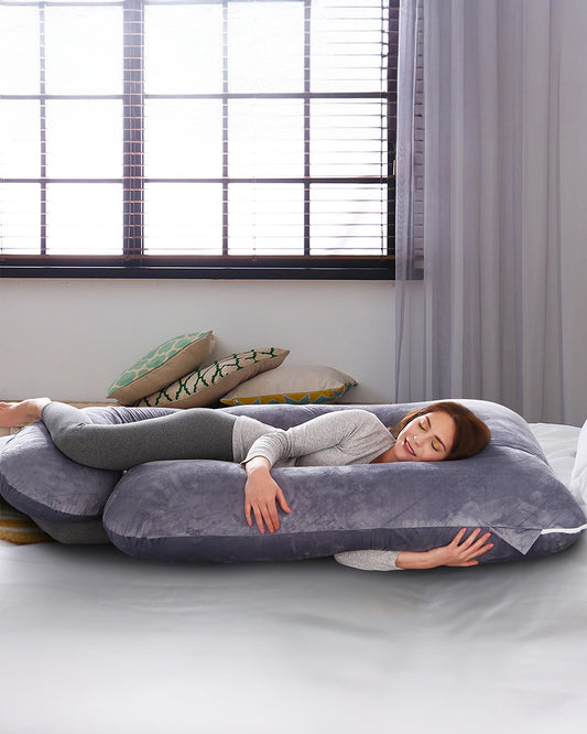 Momcozy G shaped Pregnancy Pillow-Full Body-Grey-Removable & Washable Cover-For Maternity