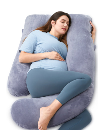 Momcozy G shaped Pregnancy Pillow-Full Body-Grey-Removable & Washable Cover-For Maternity