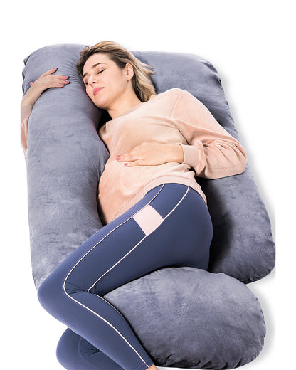 Momcozy G shaped Pregnancy Pillow-Full Body-Grey-Removable & Washable Cover-For Maternity