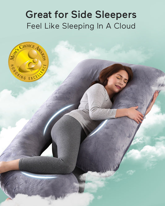 Momcozy G shaped Pregnancy Pillow-Full Body-Grey-Removable & Washable Cover-For Maternity