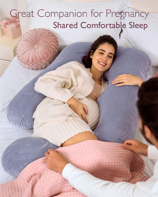 Momcozy G shaped Pregnancy Pillow-Full Body-Grey-Removable & Washable Cover-For Maternity